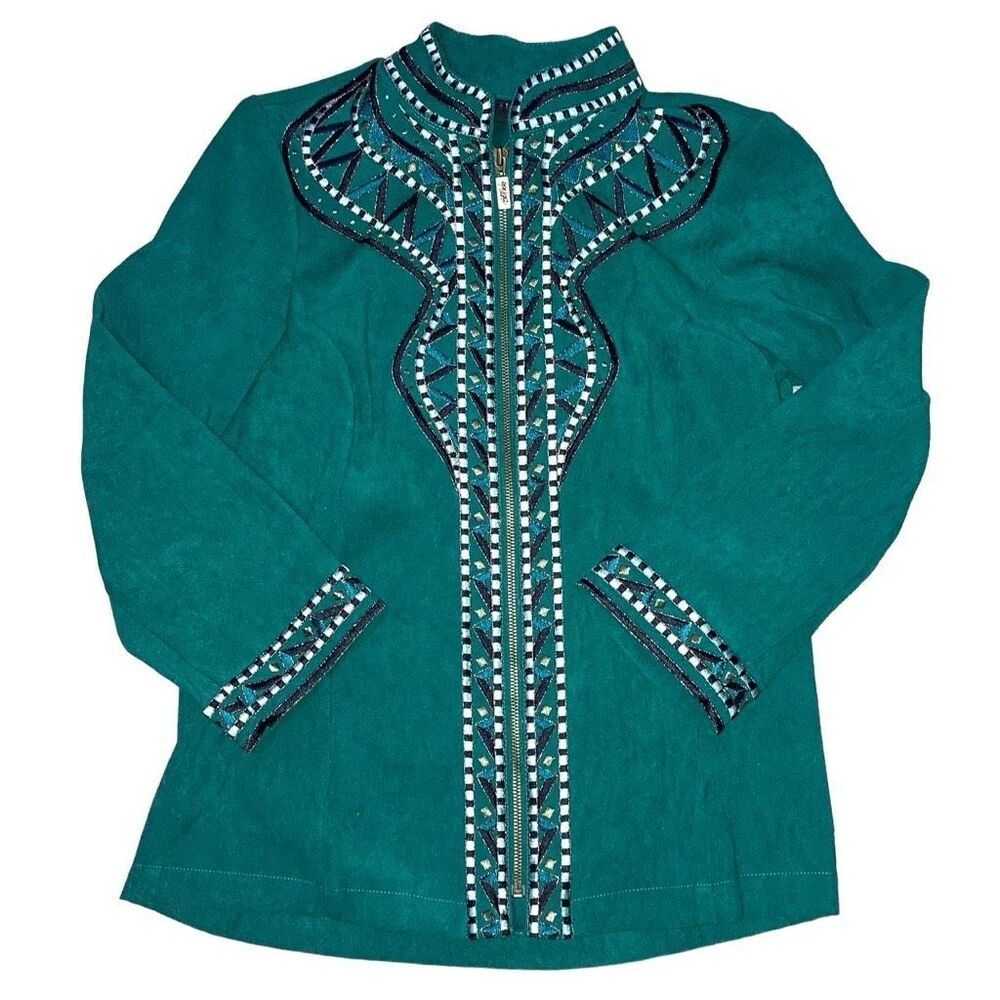 Vintage Bob Mackie Wearable Art Size XS Aztec Embroidered Jacket